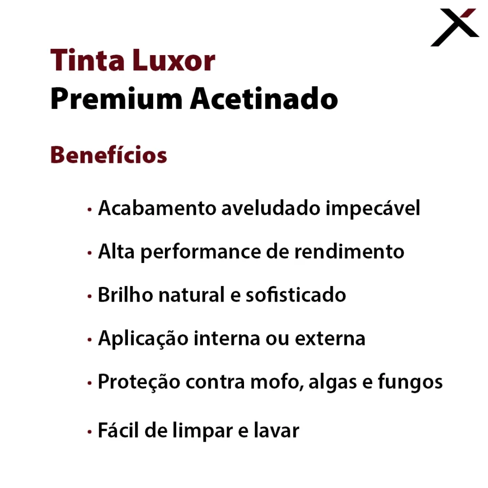 Tinta Luxor Premium Acetinado - Benefícios