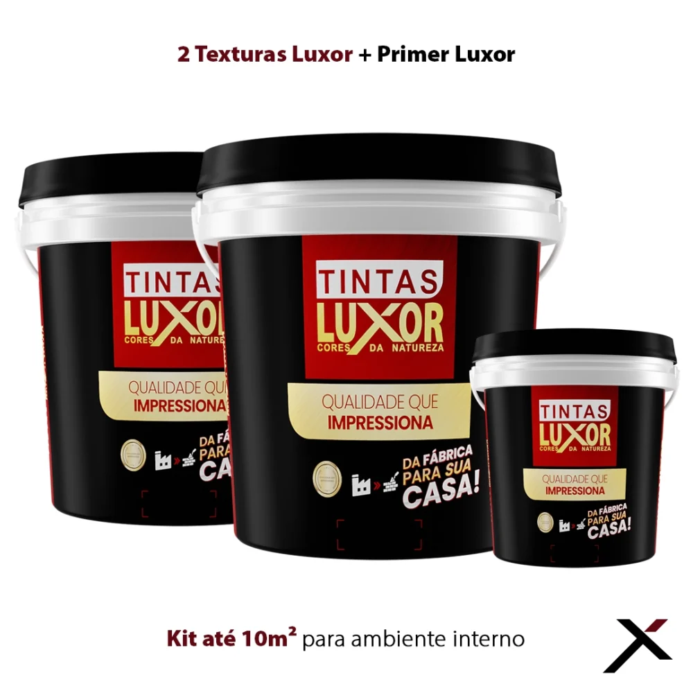 Kit até 10m² para ambiente interno 2 Texturas Luxor + Primer Luxor