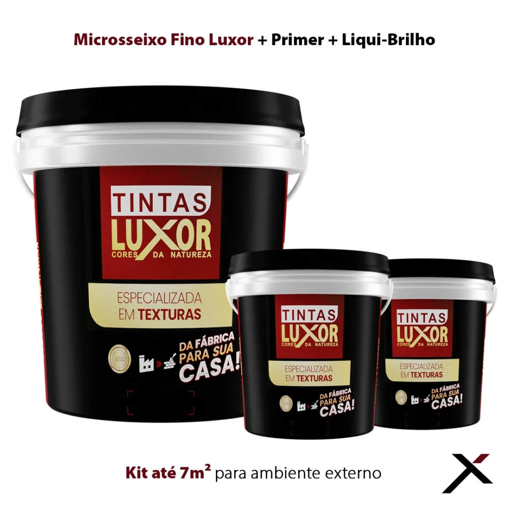 Kit até 7m² para ambiente externo Textura Luxor + Primer Luxor + Liqui-Brilho Luxor