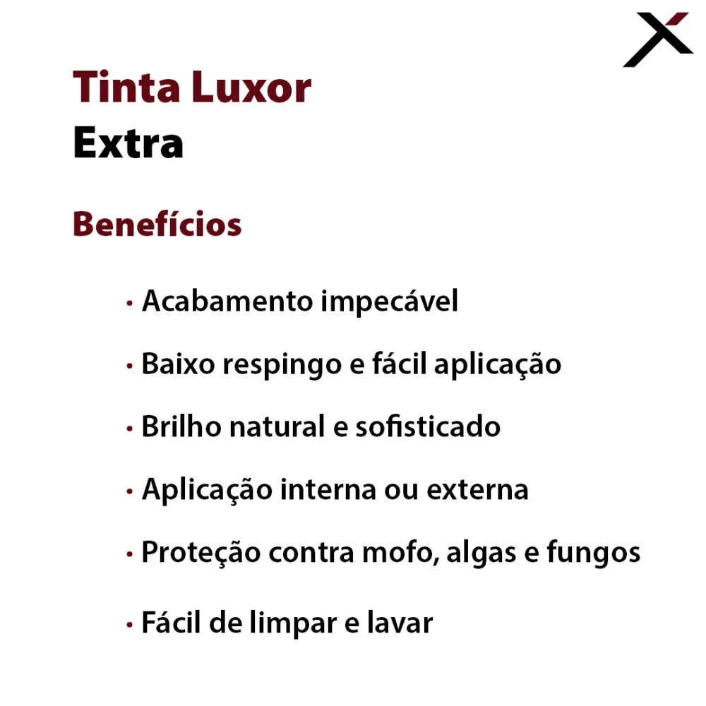 Tinta Luxor Extra - Benefícios