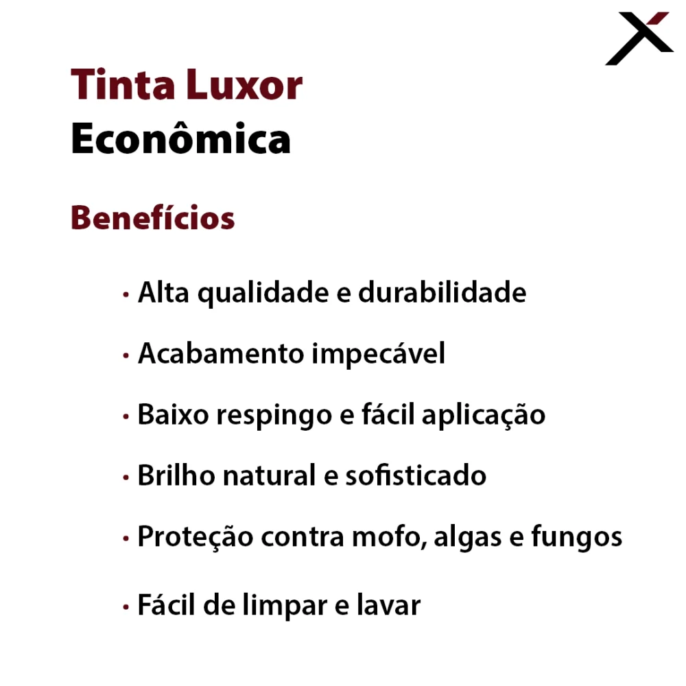 Tinta Luxor Econômica - Benefícios