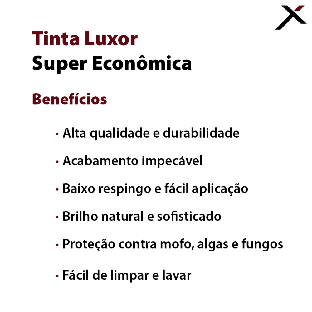 Tinta Luxor Super Econômica - Benefícios
